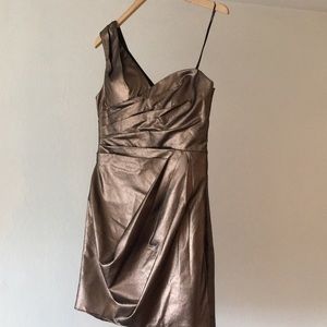 Robert Rodriguez One-Shoulder Bronze Dress